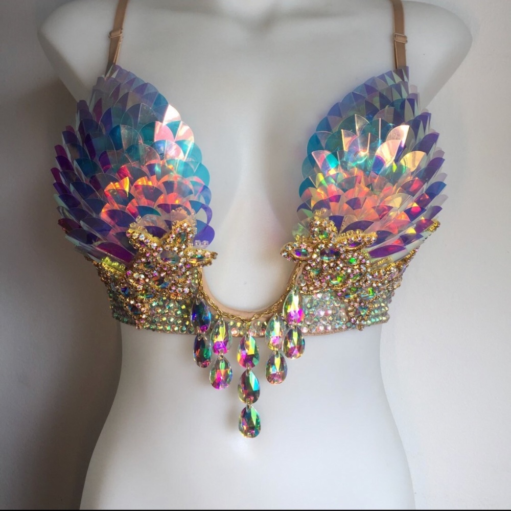 Brand NEW Handmade Holographic Rave Bra